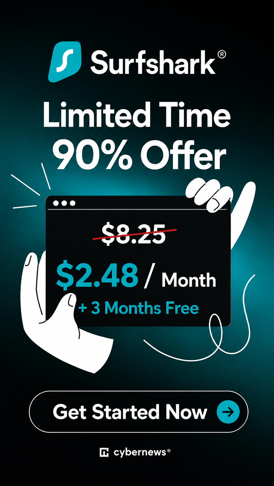 VPN Offers Facebook ad: Get 90% OFF, Only $2.48/Month