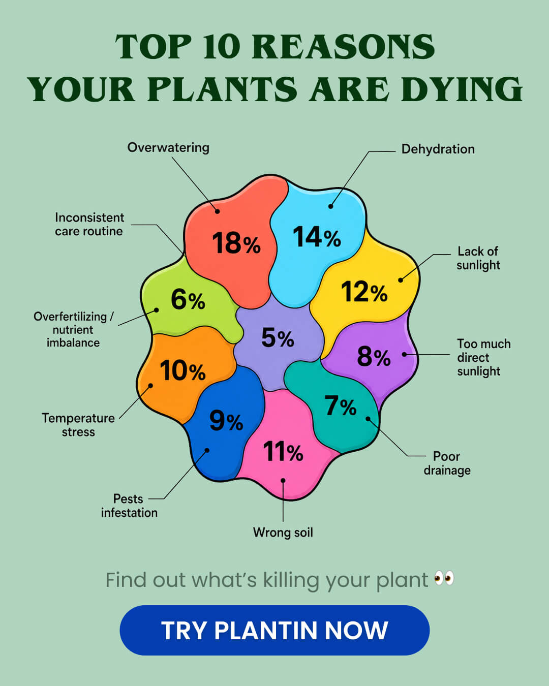PlantIn AI: Never Kill Your Plants Facebook ad: Become a Plant Pro easily with PlantIn!