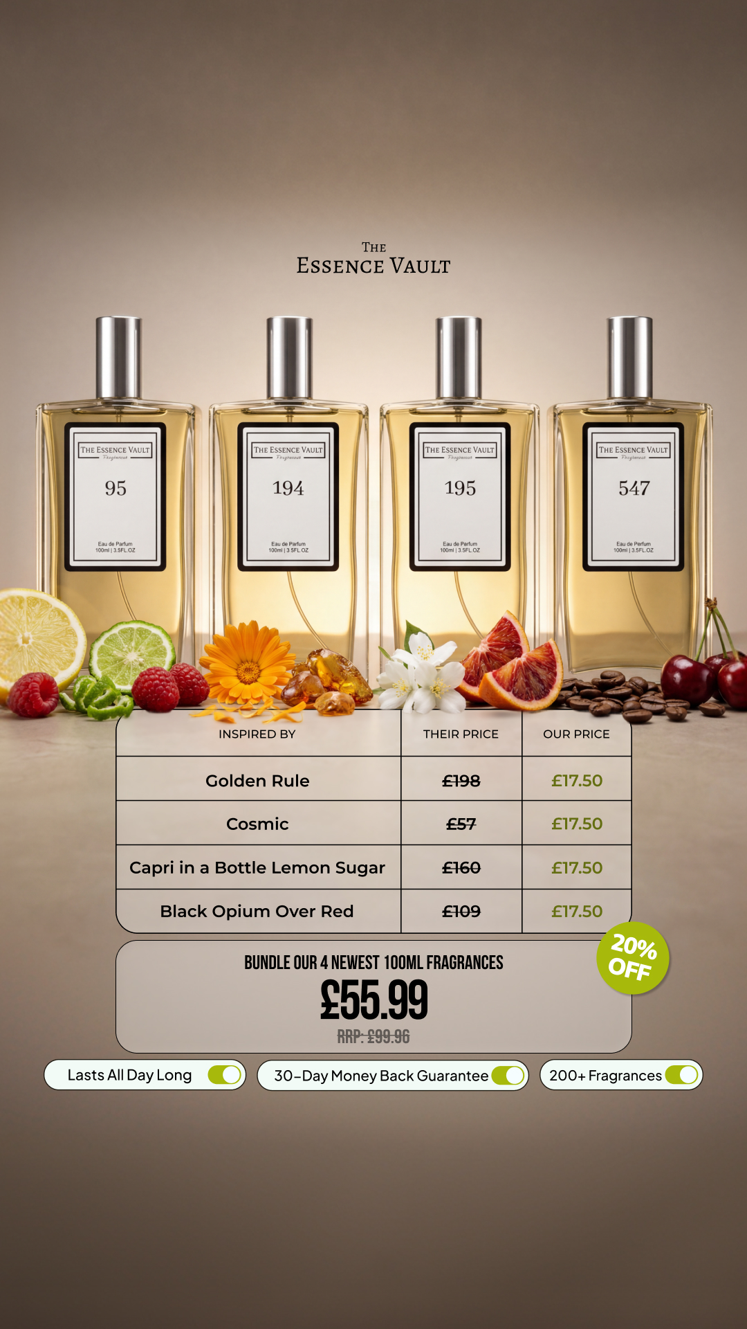 The Essence Vault Facebook ad from Mar 4, 2026