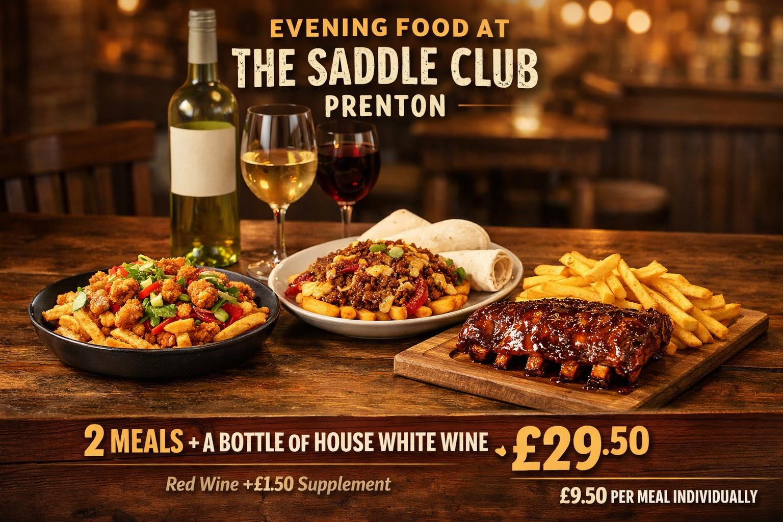 The Saddle Club (wirral) Facebook ad: Evening Food at The Saddle Club, Prenton