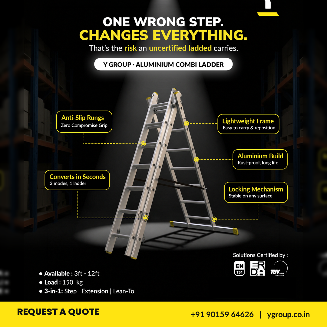 Y- Group International Pvt. Ltd. Facebook ad: India's manufacturer of industrial ladders, scaffolds and…