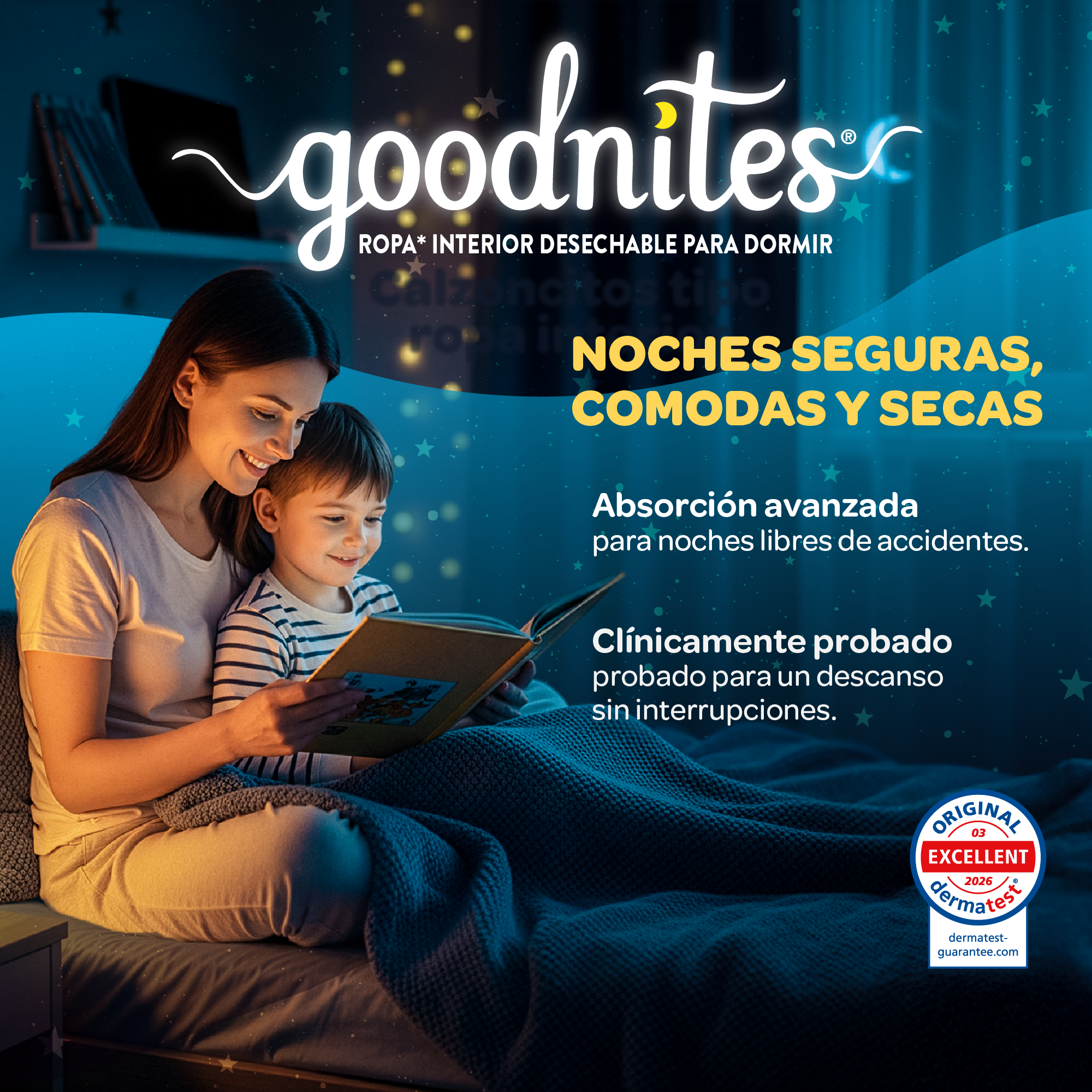 GoodNites México Facebook ad: Descanso sin interrupciones Goodnites brinda noches…