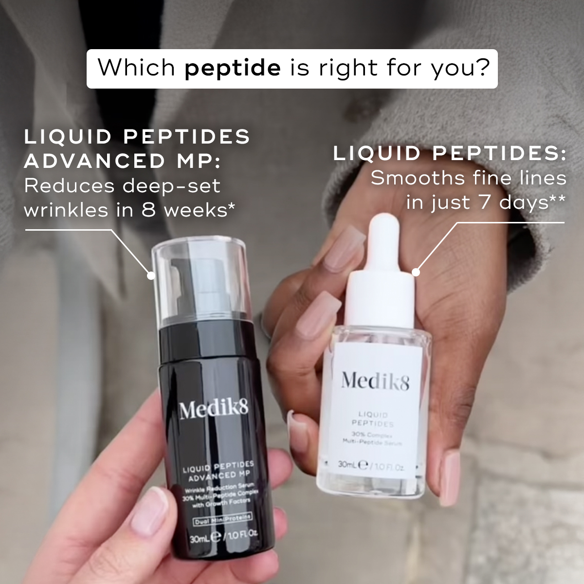 Medik8 Facebook ad: Find Your Peptide Match
