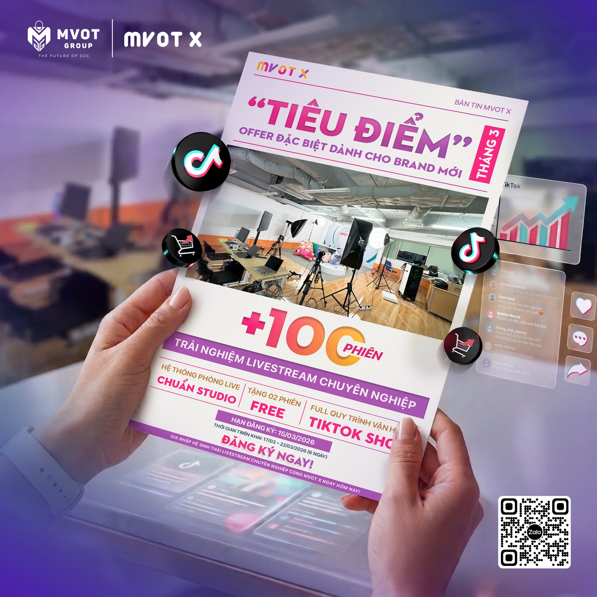 MVOT X Facebook ad: NÂNG TẦM THƯƠNG HIỆU TRÊN SÓNG LIVETREAM: TRẢI…