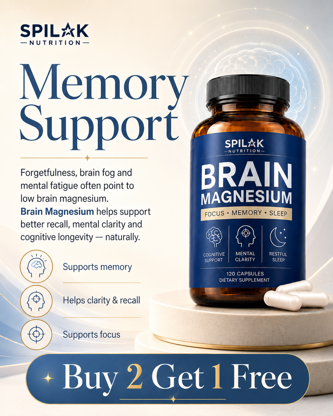 Spilak Facebook ad: The Only Magnesium That Reaches Your Brain