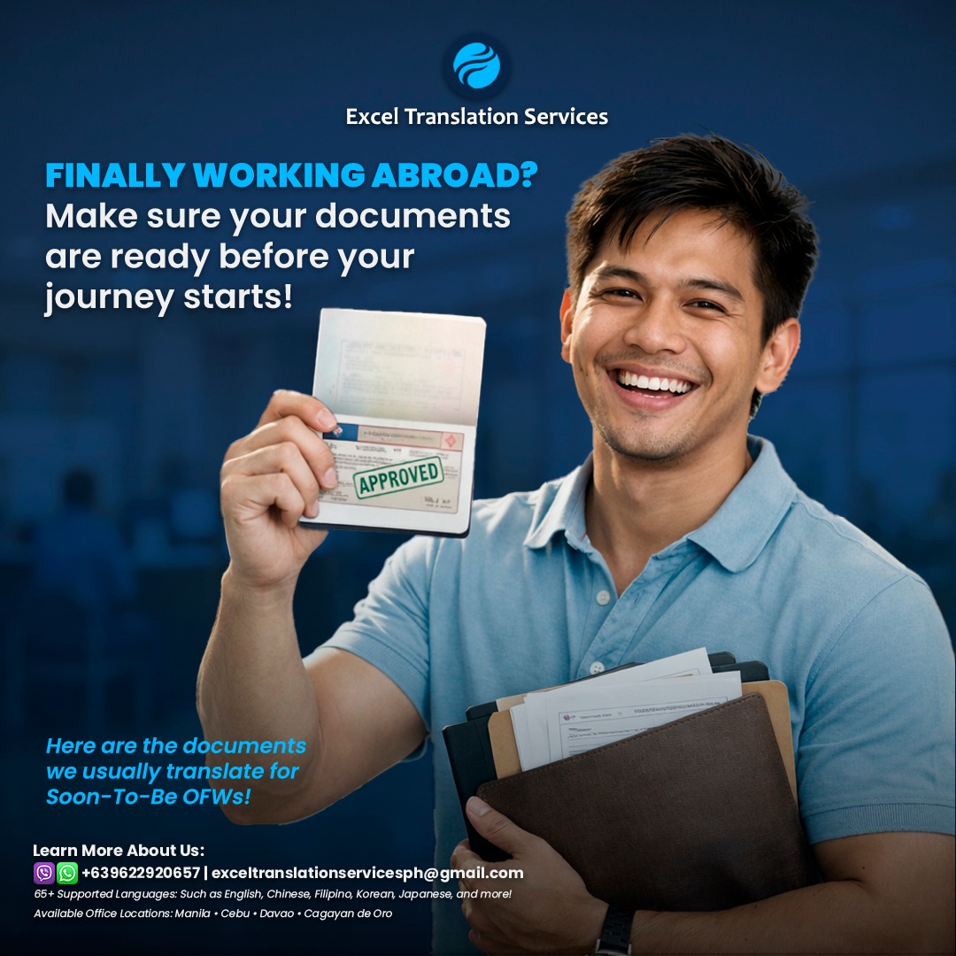 Excel Translation Services PH Facebook ad: From local documents to global opportunities.