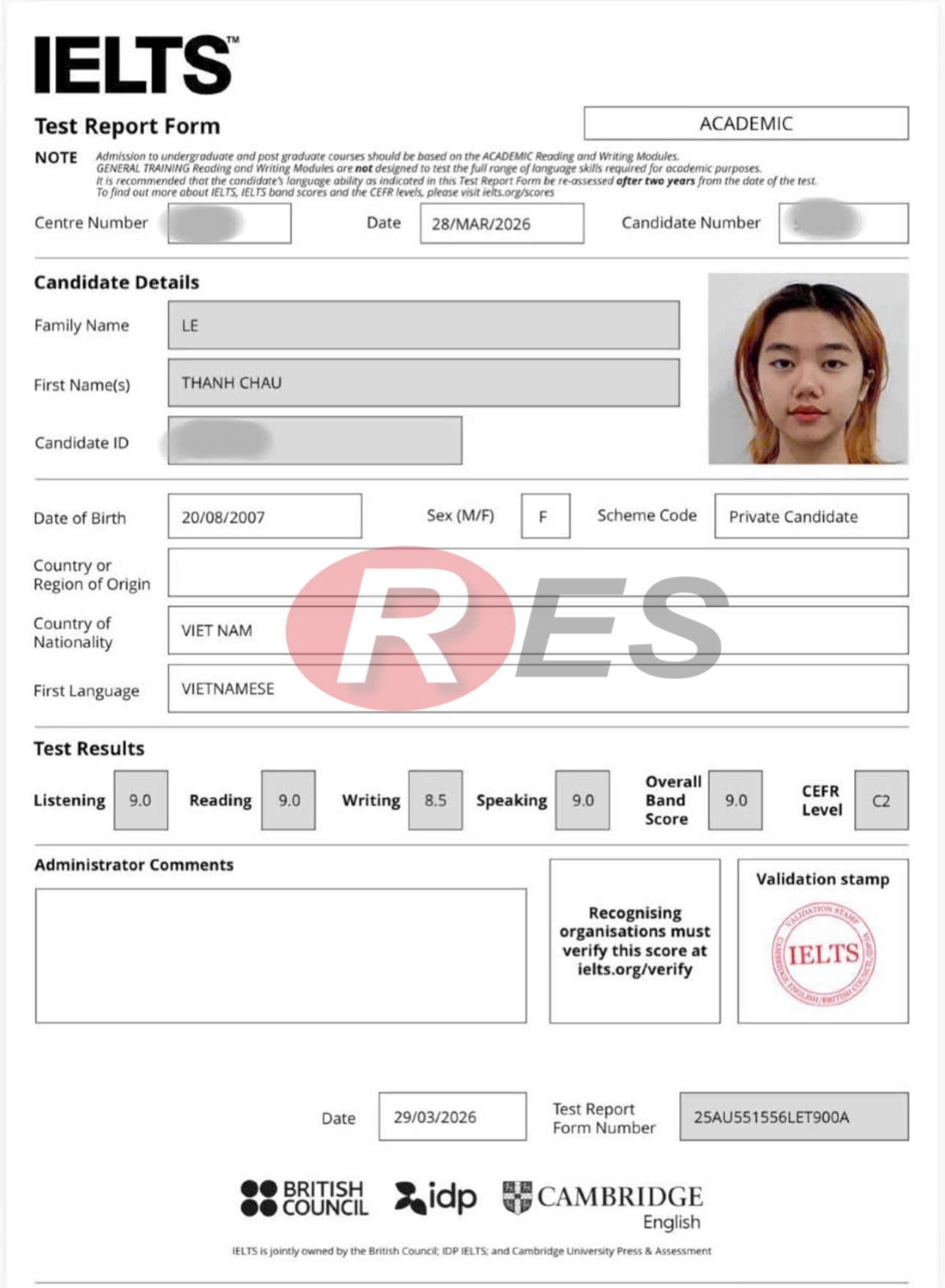 Trung tâm Anh Ngữ RES Việt Nam Facebook ad