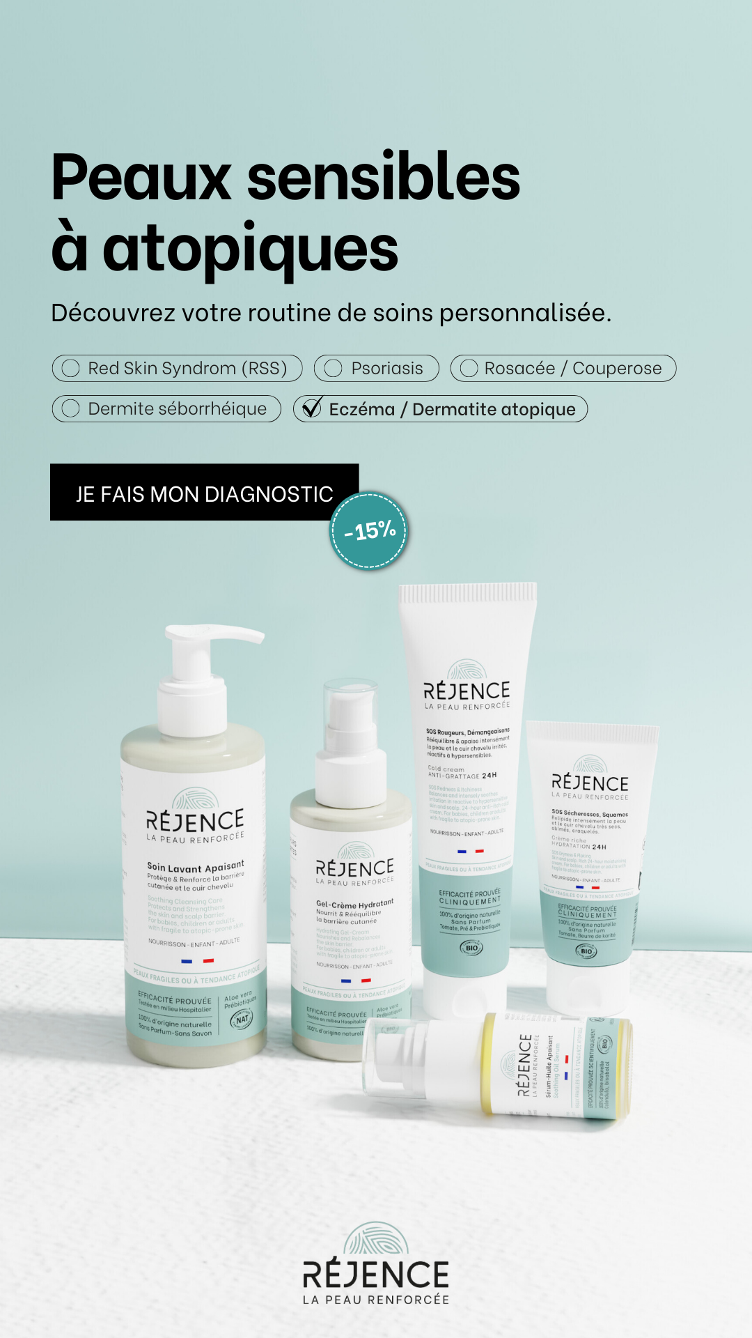 Réjence Facebook ad: Je réalise mon diagnostic
