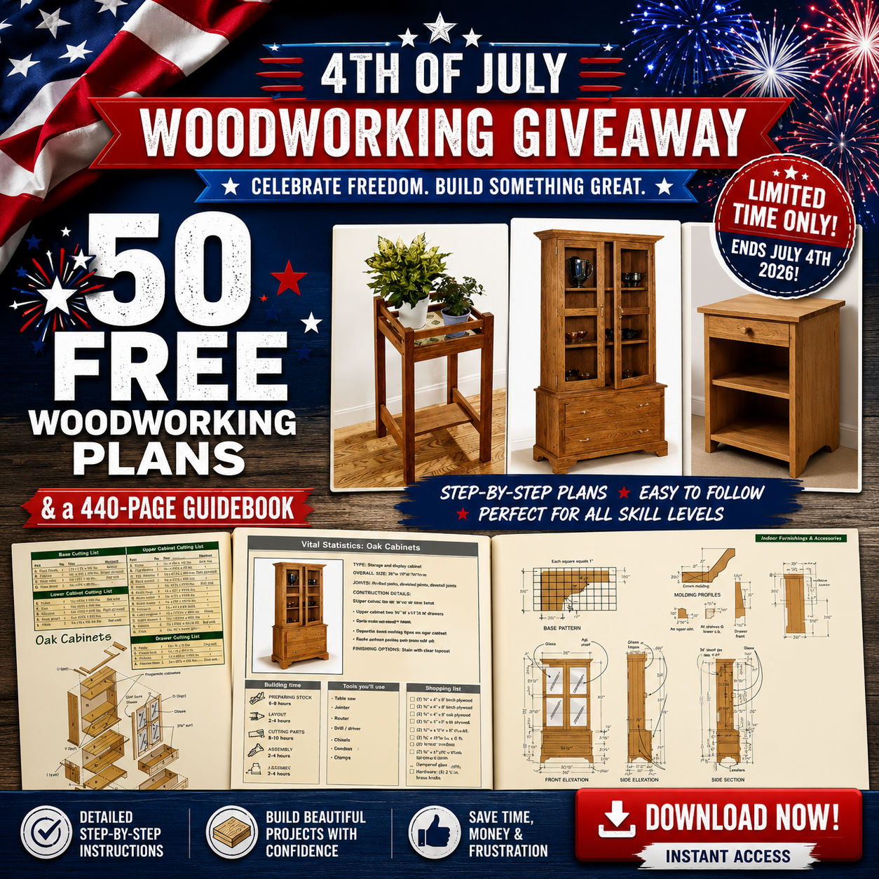 Woodworking Mastery Facebook ad: Free Woodworking Plans