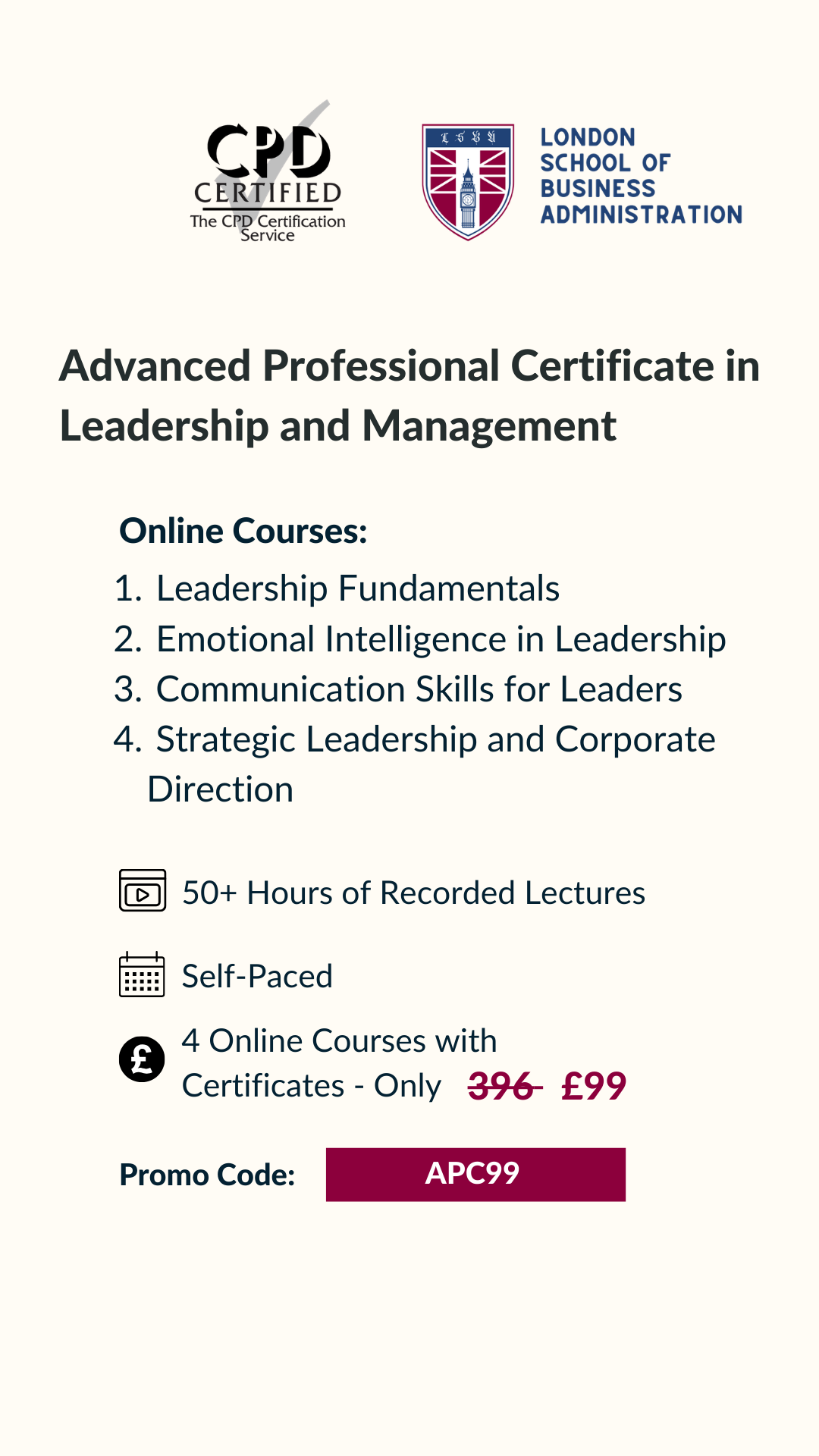 London School of Business Administration Facebook ad