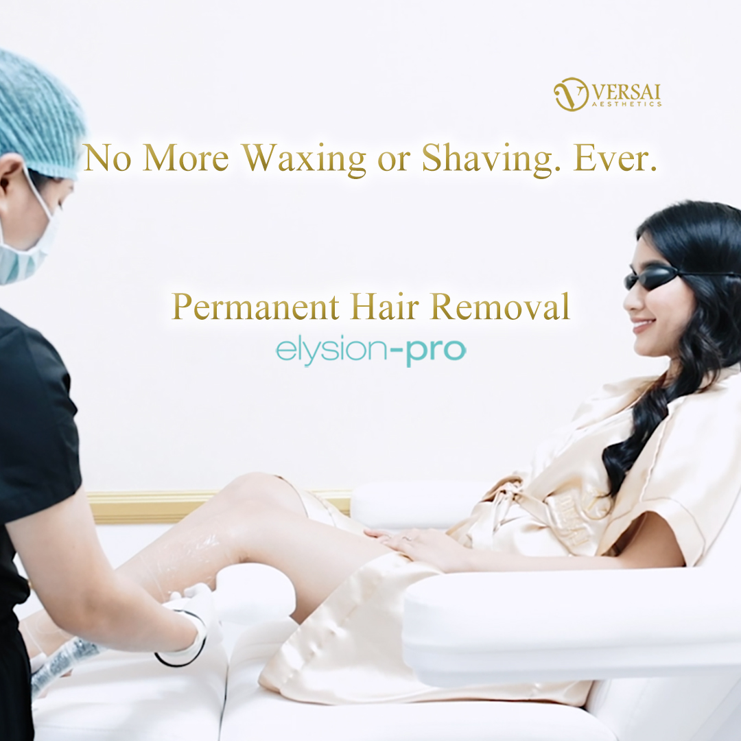 Versai Dermatology & Aesthetics Facebook ad: 𝐒𝐚𝐲 𝐠𝐨𝐨𝐝𝐛𝐲𝐞 𝐭𝐨 𝐫𝐚𝐳𝐨𝐫𝐬 𝐚𝐧𝐝…