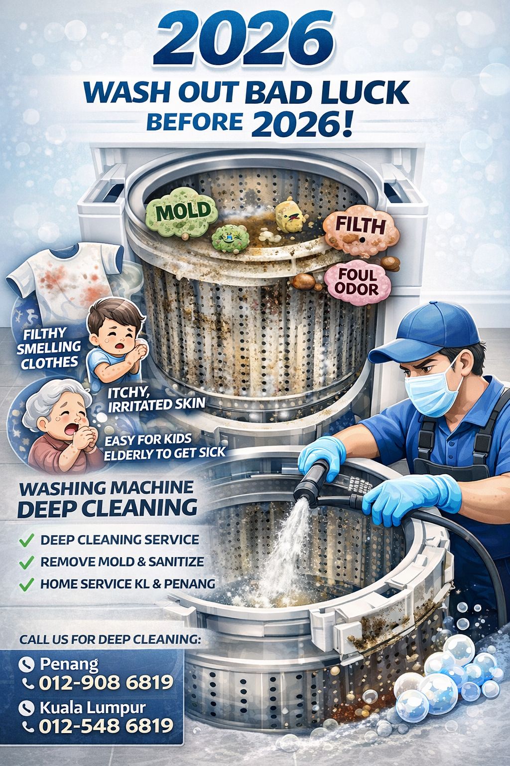 PRO-Clean Washing Machine Facebook ad: 【马年到来前,先把霉运洗干净】