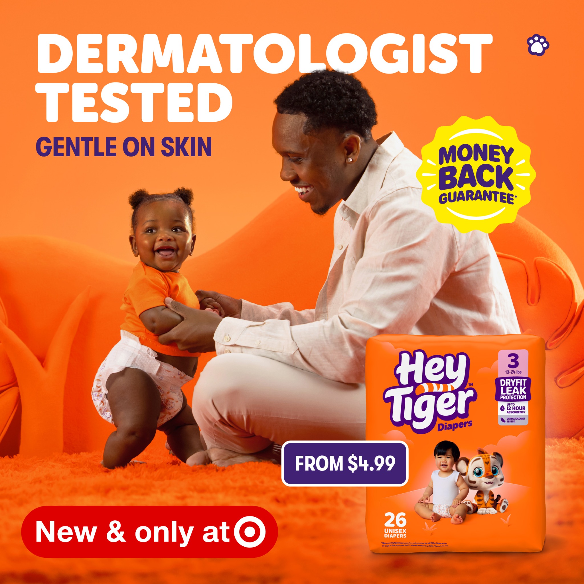 Hey Tiger Diapers Facebook ad from Mar 27, 2026