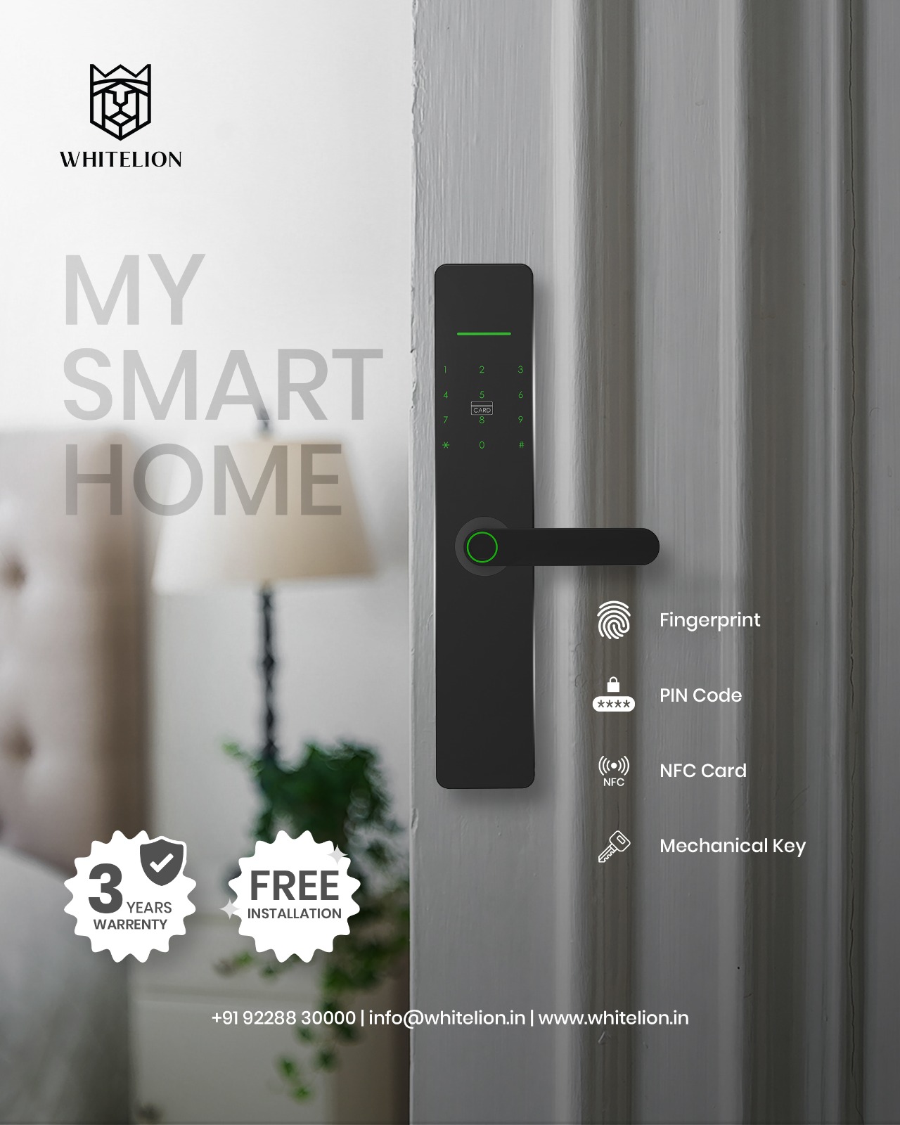 WHITELION Facebook ad: Secure your home the smart way.