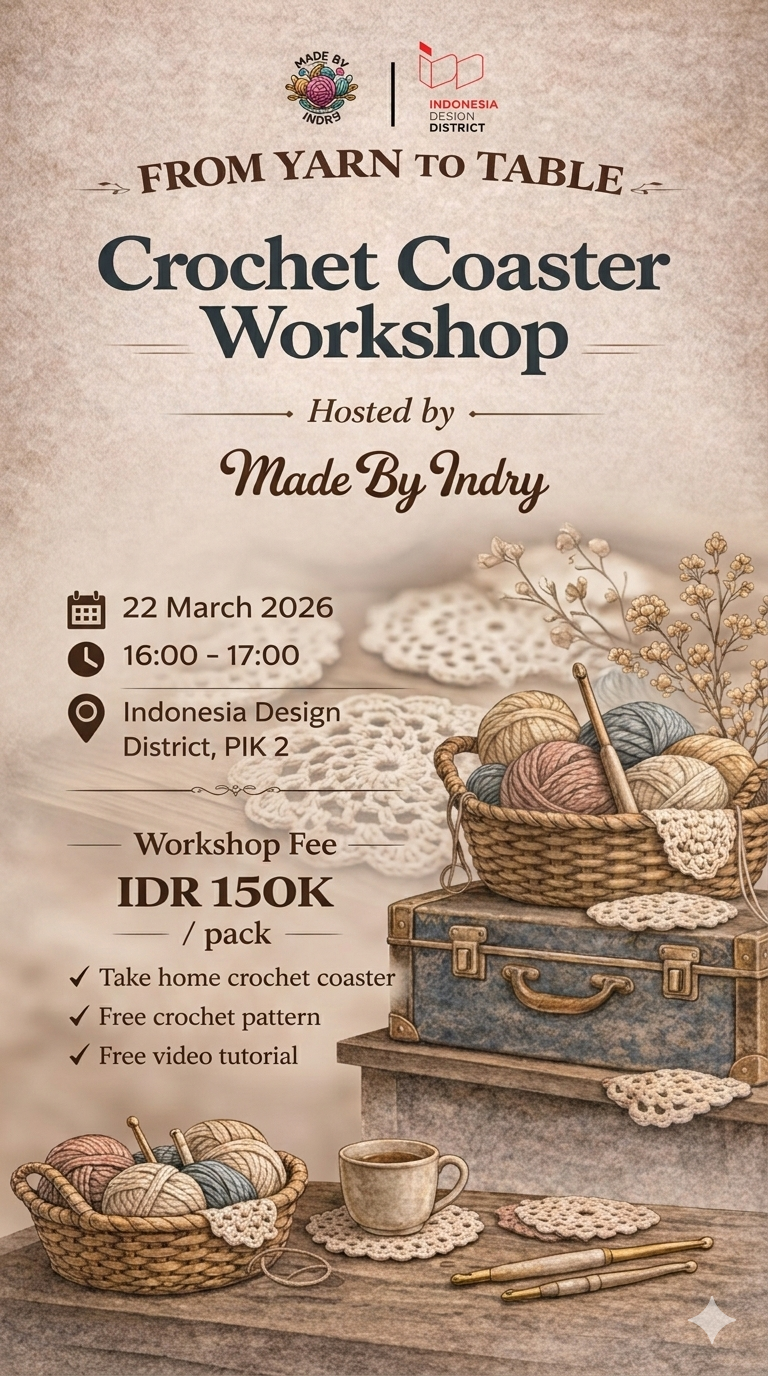 Indonesia Design District Facebook ad: Crochet Workshop with IDD