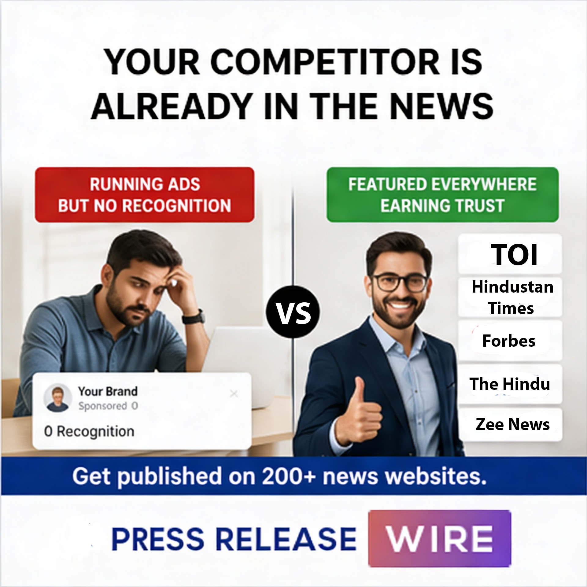 Pressreleasewire PR Distribution Facebook ad: Ads get clicks.