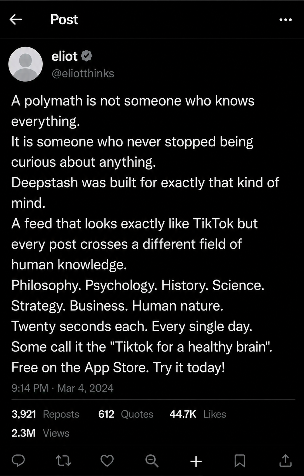 Deepstash Facebook ad