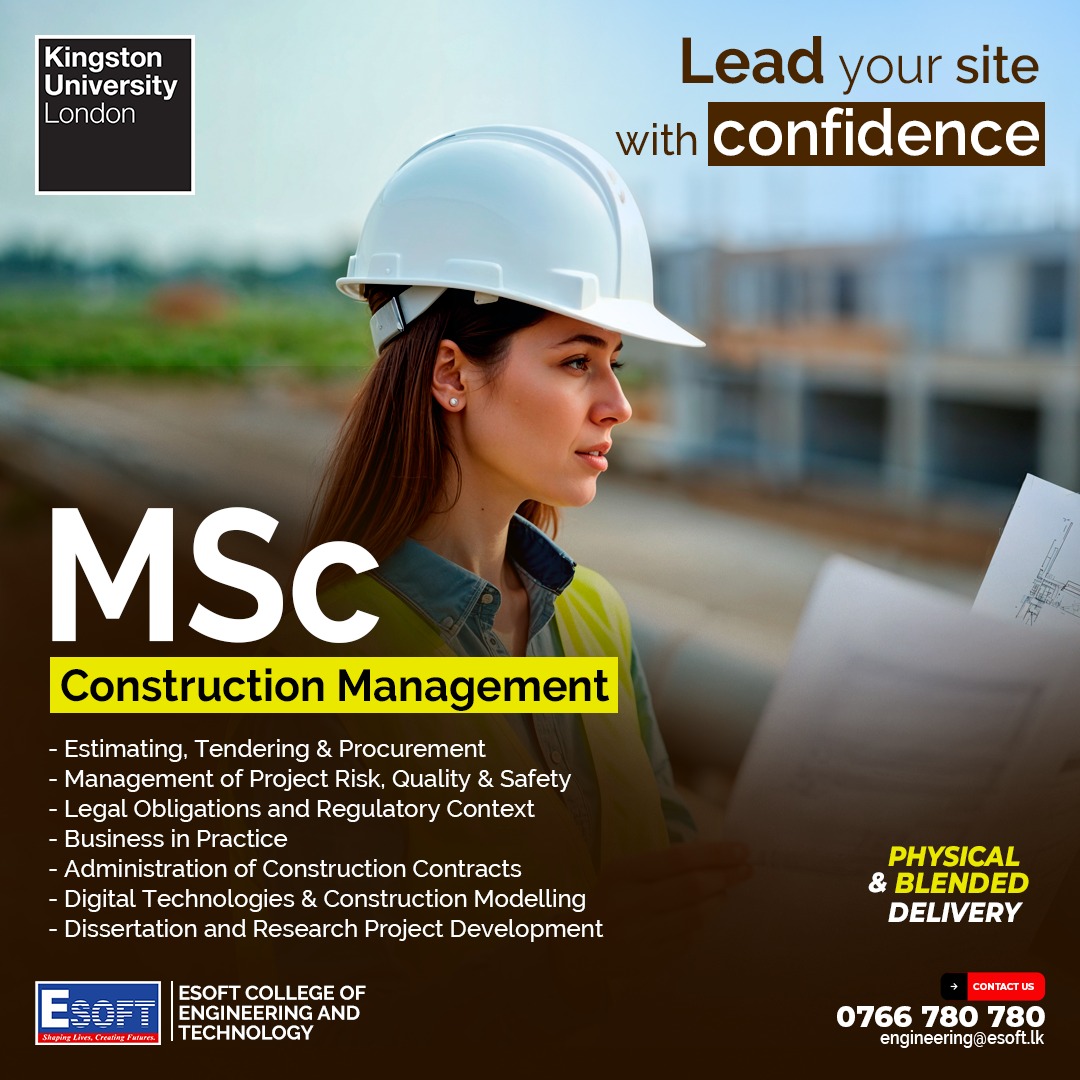 Esoft College of Engineering and Technology Facebook ad: MSc Construction Management