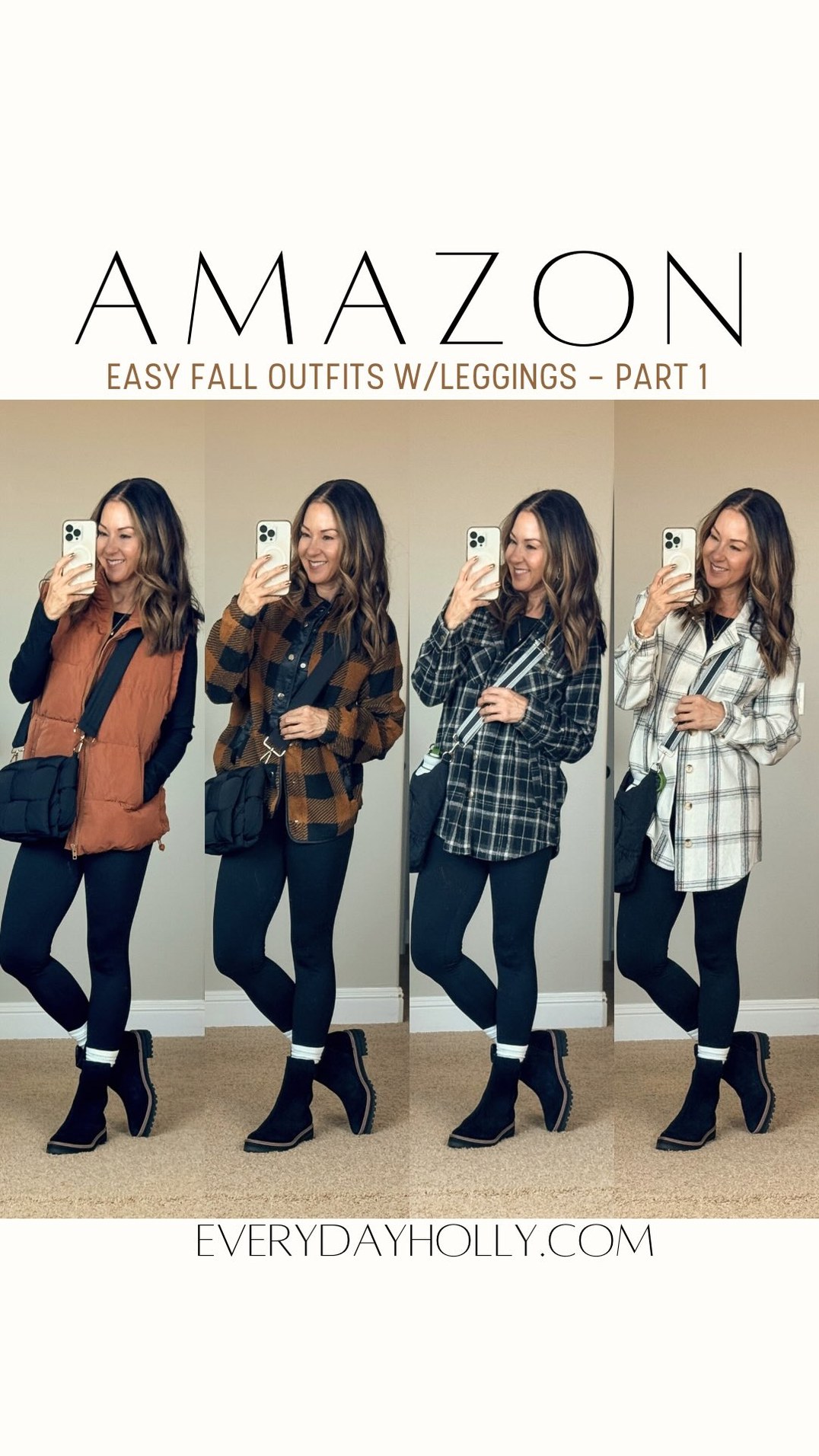 Everyday Holly Facebook ad: Easy Fall Outfits with Leggings & comfy layers…