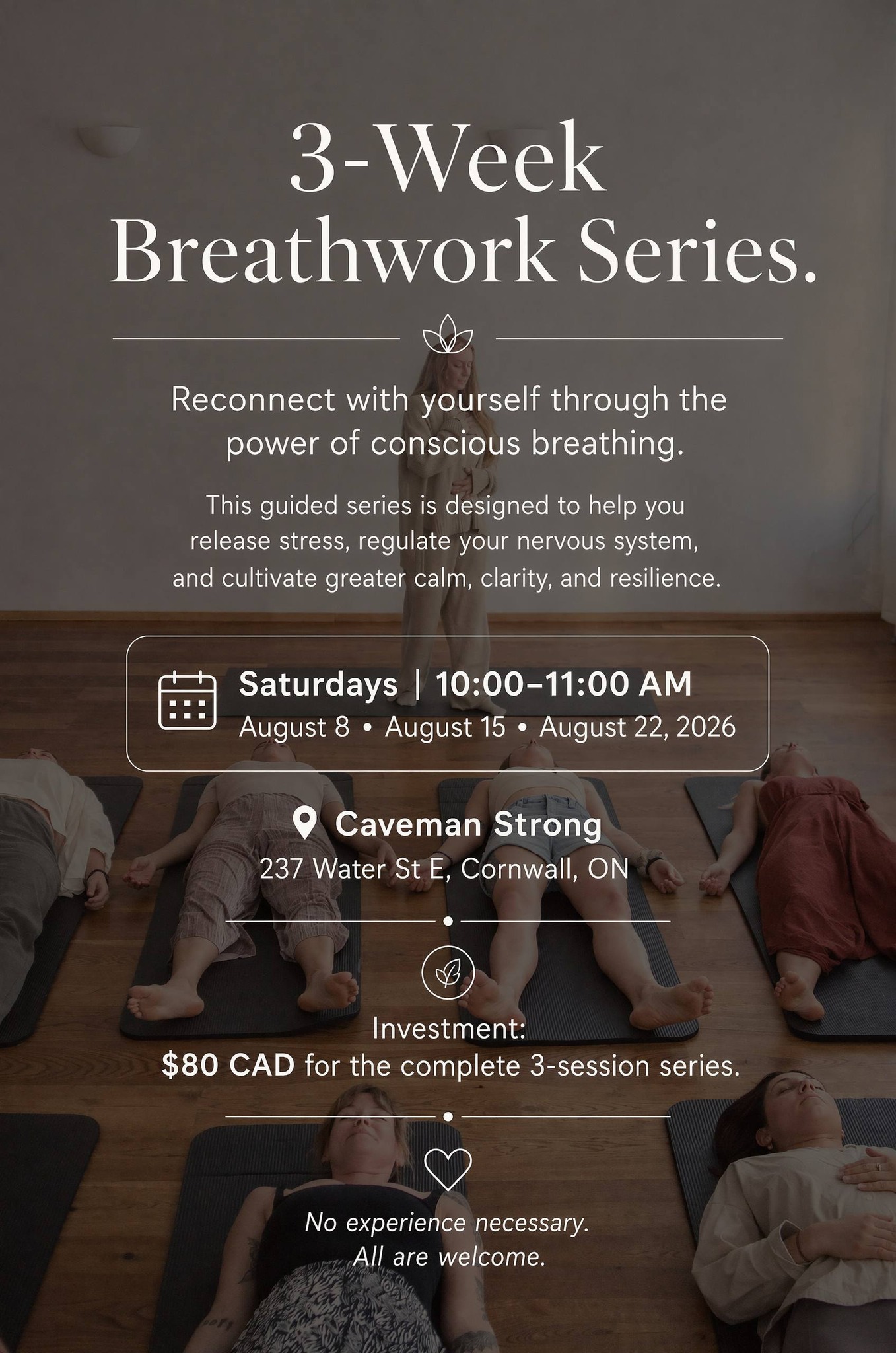 Jessica MacAllister Co. Facebook ad: A Co-ed Breathwork 3 Week Journey at Caveman Strong