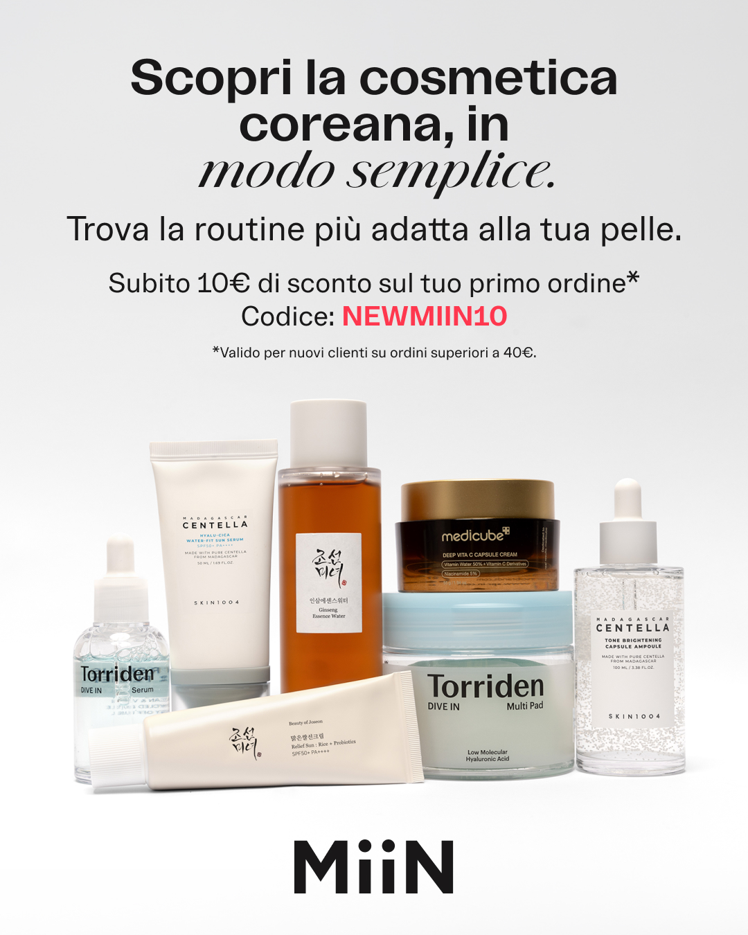MiiN Korean Cosmetics Italy Facebook ad from Aug 21, 2026