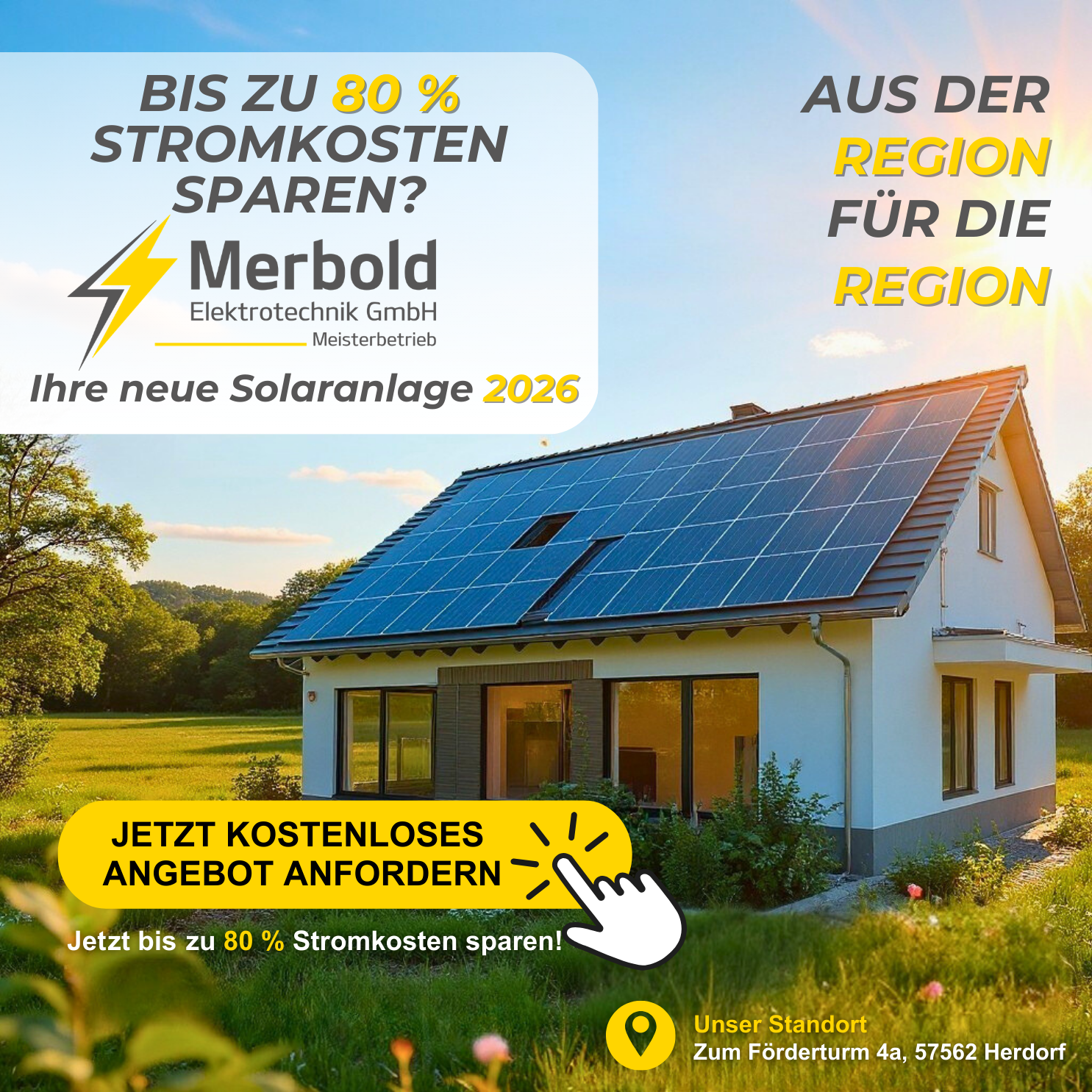 Merbold-Elektrotechnik GmbH Facebook ad: Jetzt Stromkosten dauerhaft senken