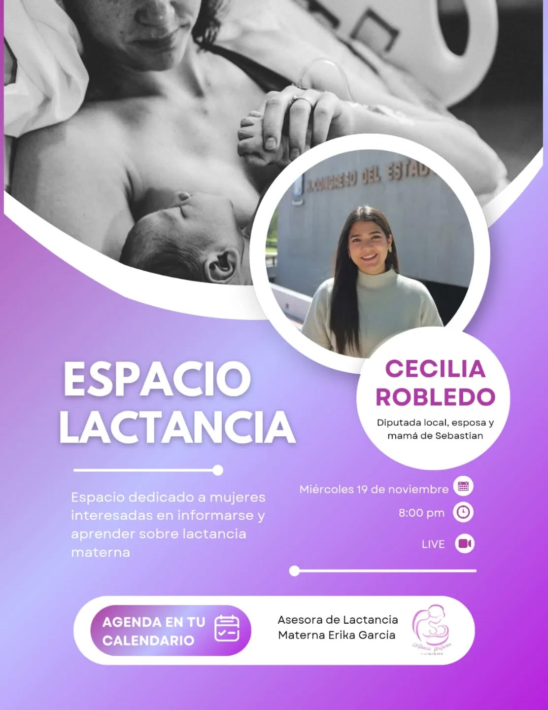 Erika García Asesora de Lactancia Materna Facebook ad: @ceciliarobledonl y una servidora queremos invitarlos a…