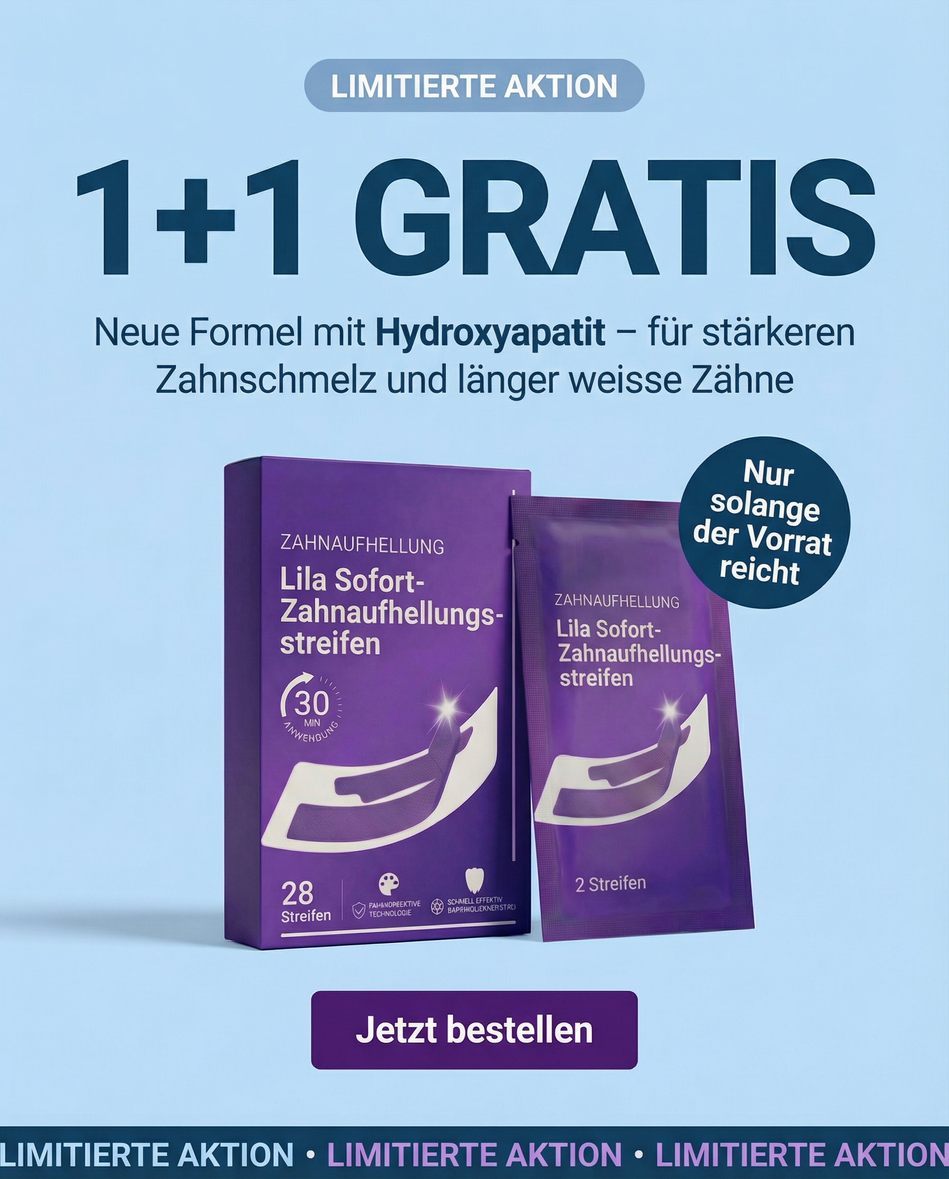 Alvada.ch Facebook ad: Weissere Zähne in 30 Minuten