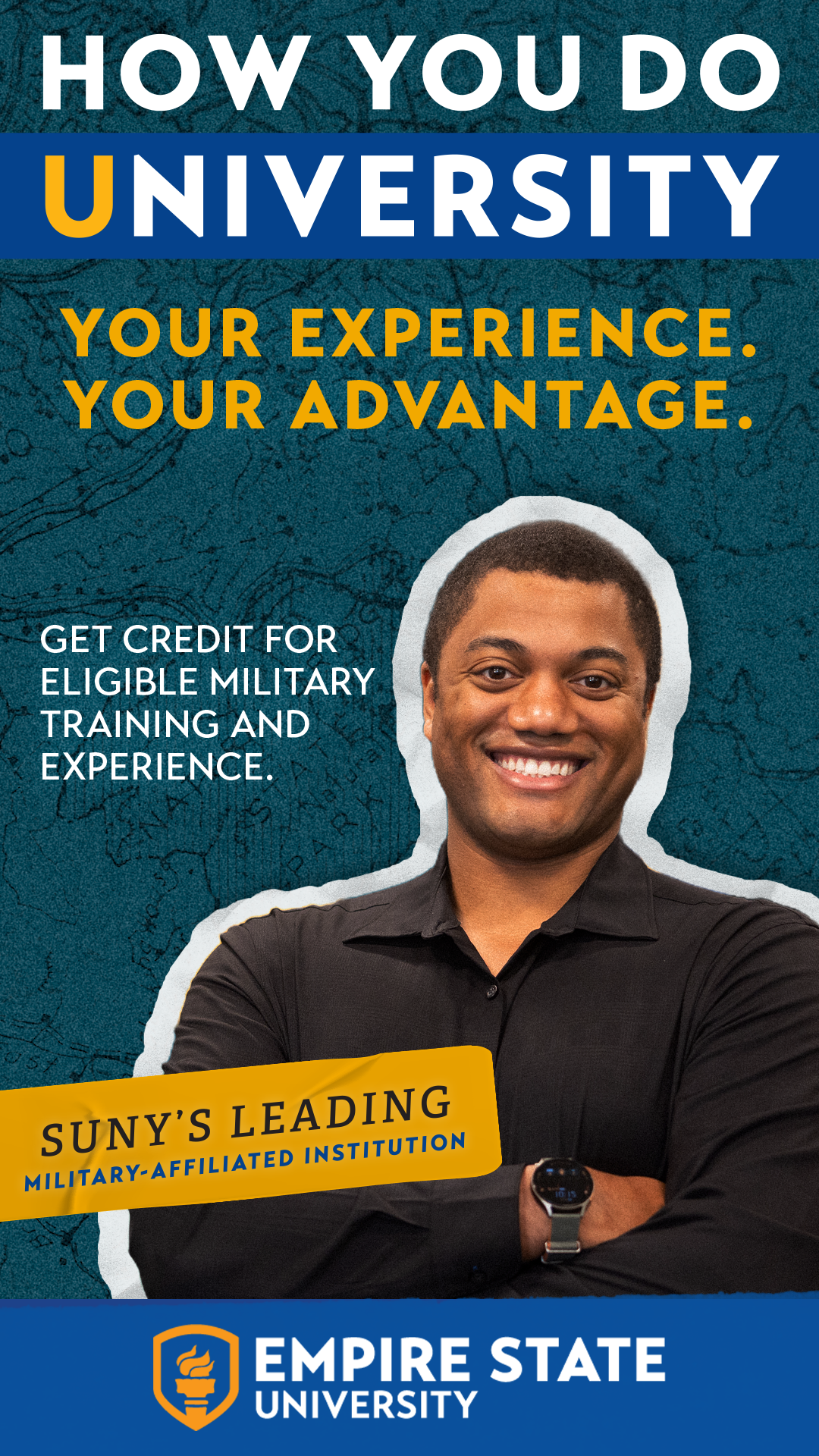 Empire State University Facebook ad: Degrees for Military/Veterans