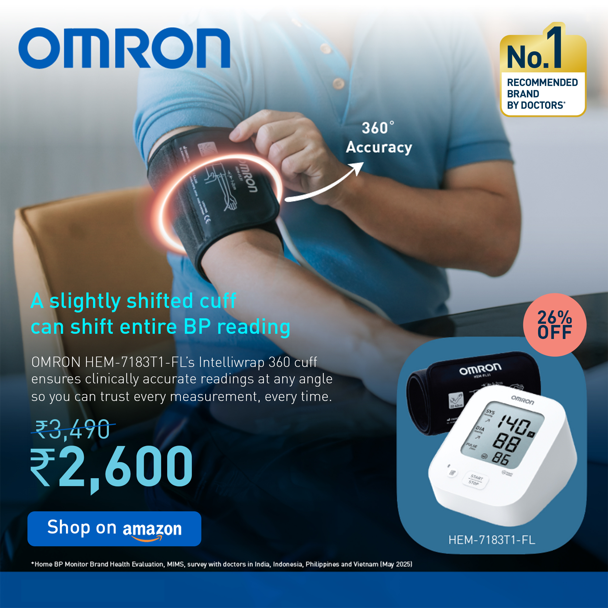 Omron Healthcare Facebook ad: Omron HEM 7183T1 FLIN Upper Arm Automatic Blood Pressure…