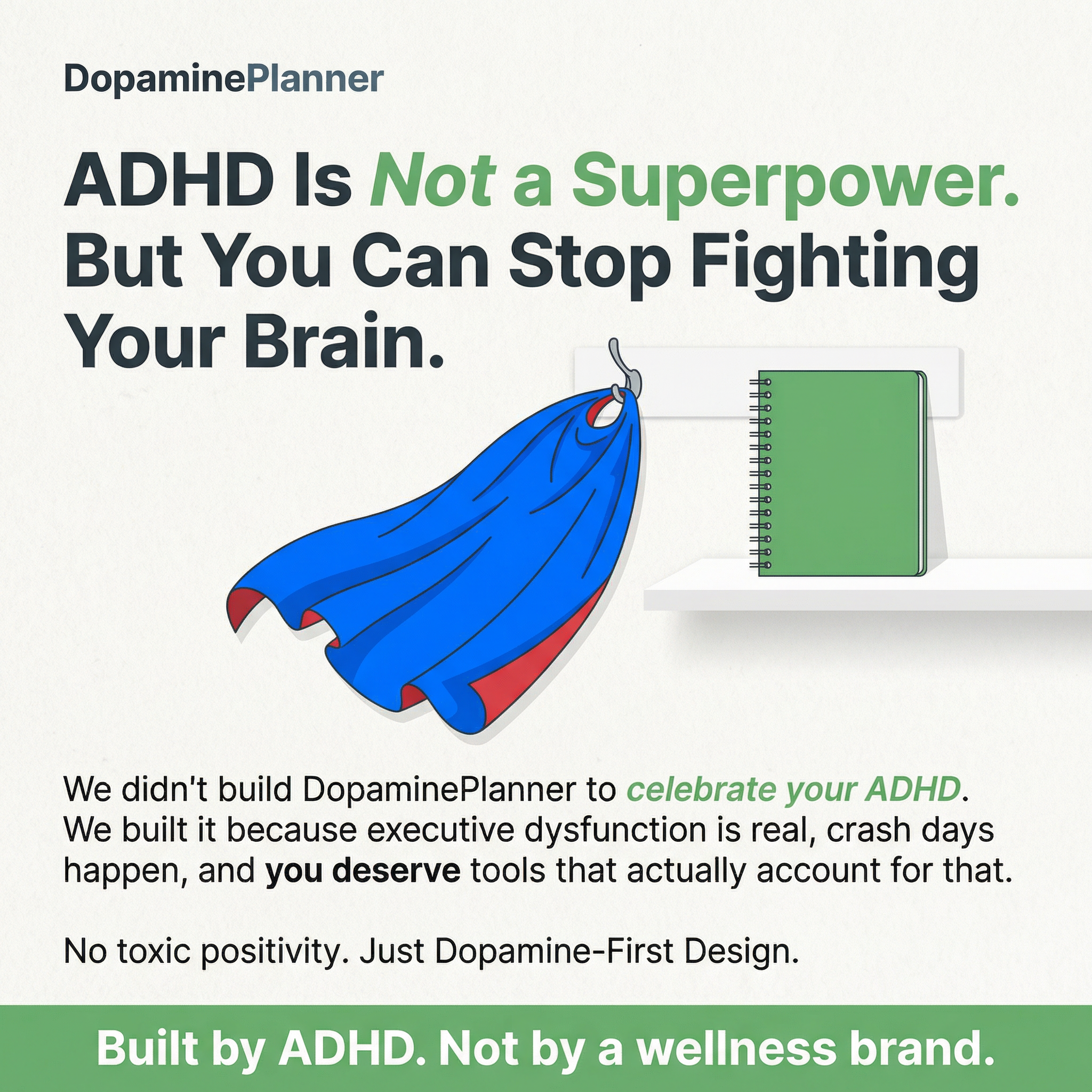 Dopamine Planner Facebook ad: Not a Superpower. Not a Personality Trait. A Real System…