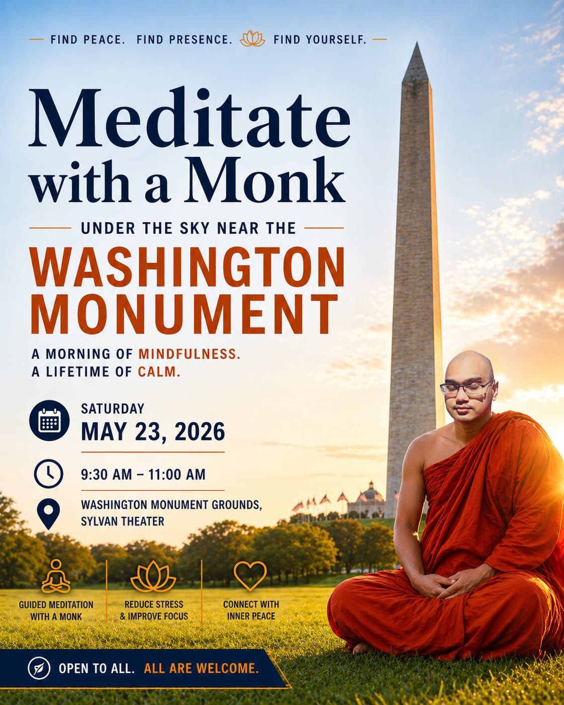 Buddha Meditation Center Of Greater Washington DC Facebook ad: Meditate with a Monk in DC | Buddha Meditation Center