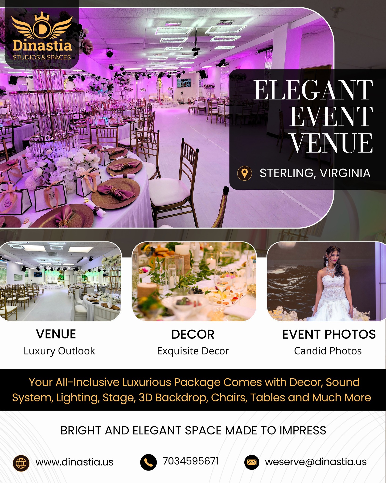 Dinastia Studios and Spaces Facebook ad: All-inclusive elegant venue in Sterling Virginia, Your…