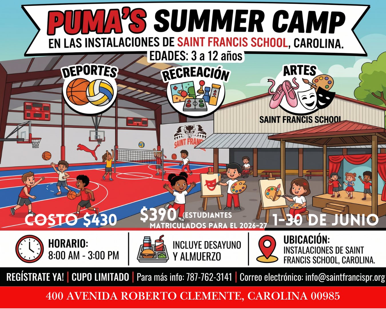 SAINT FRANCIS SCHOOL Facebook ad: Puma's Summer Camp 2026
