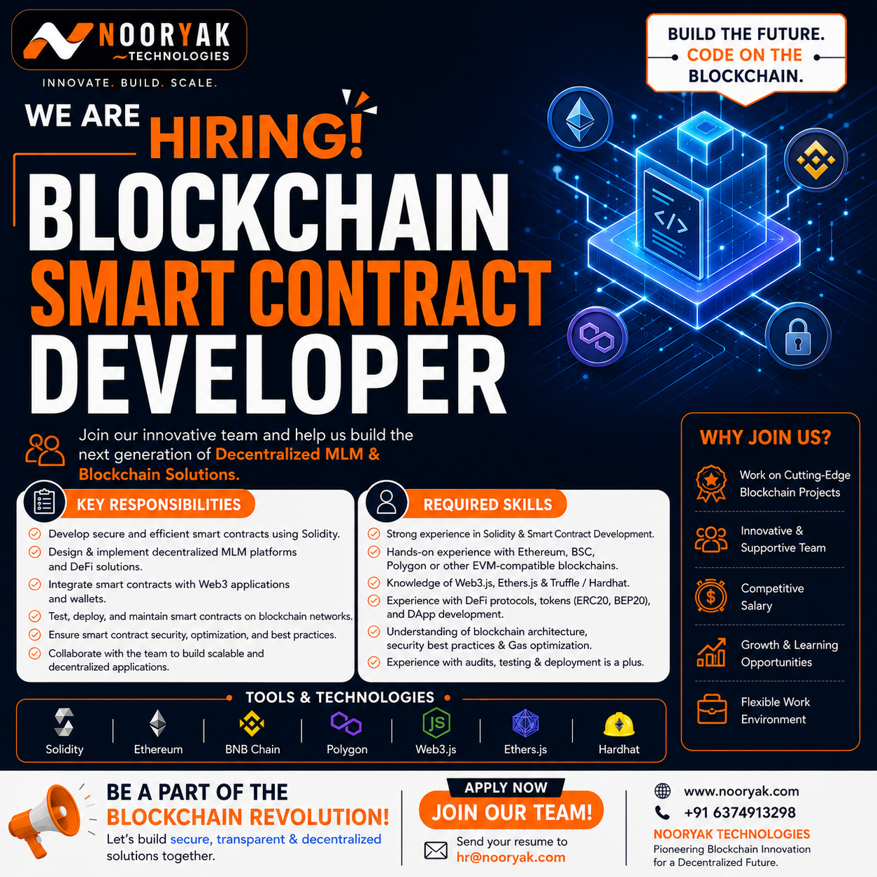NoorYak Technologies Facebook ad: Apply Now Blockchain Developer