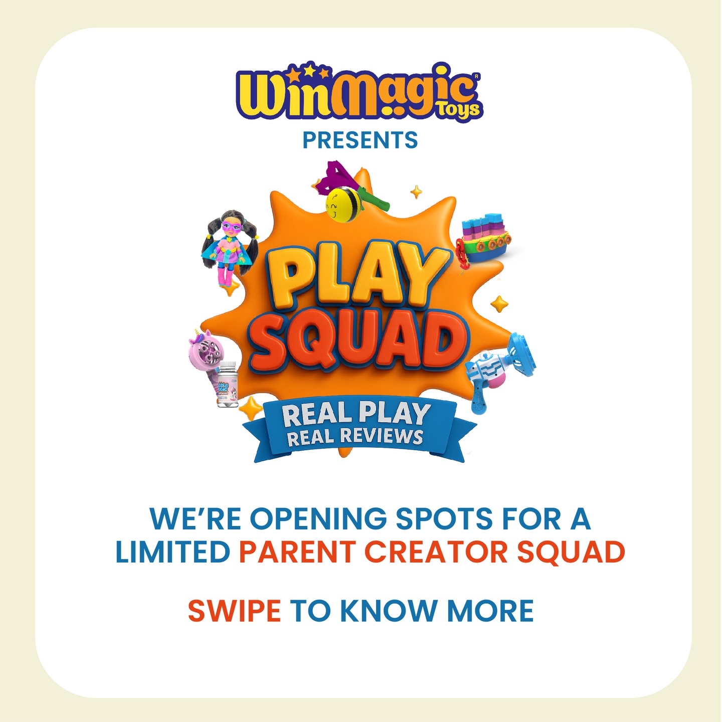 WinMagic Toys Facebook ad: Calling all parent creators of kids 2-10 years