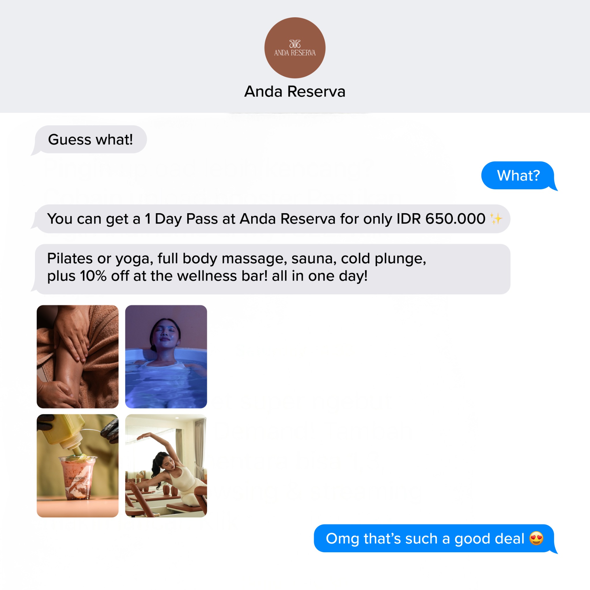 Anda Reserva Facebook ad: One pass, every ritual.