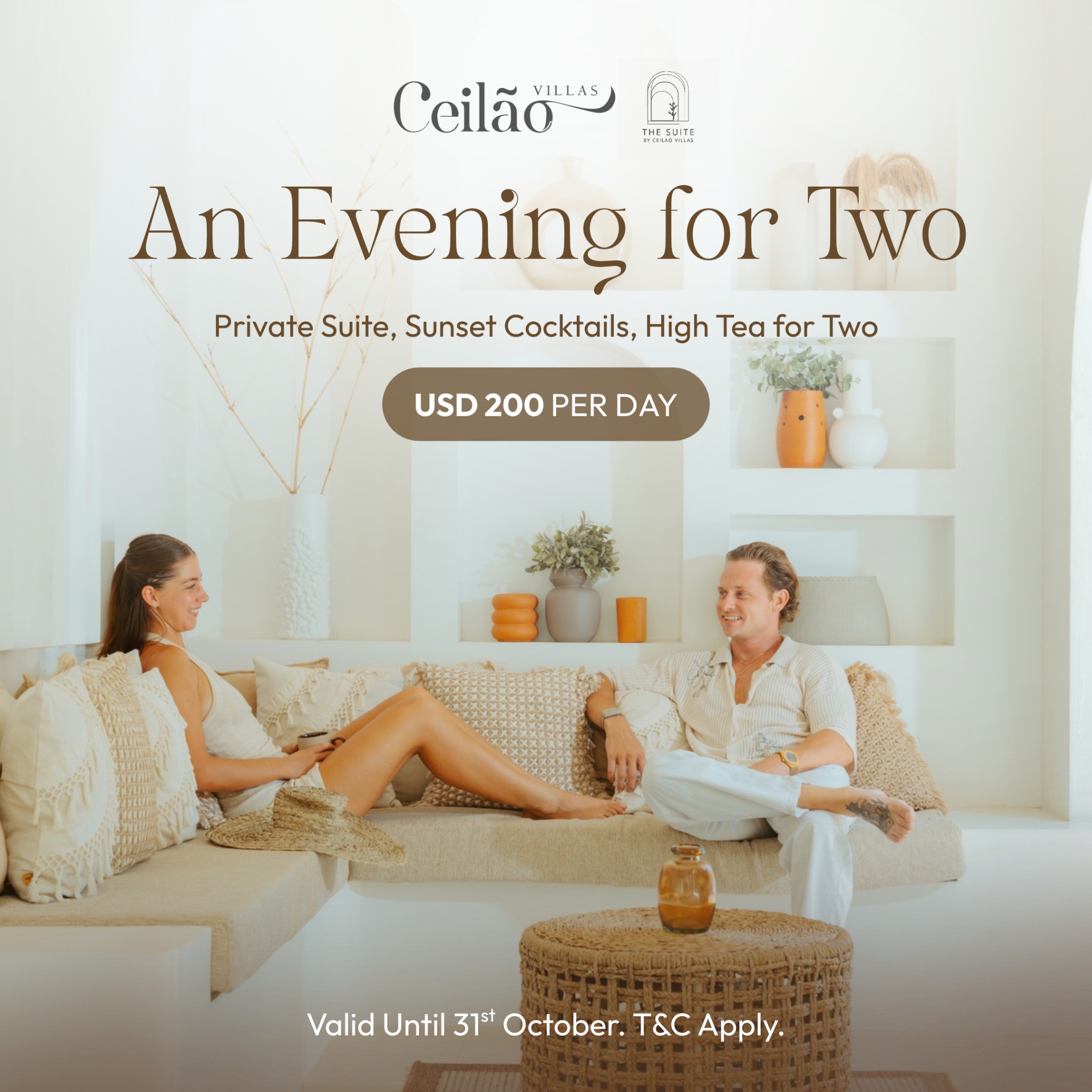 Ceilão Villas Facebook ad: An Evening for Two at The Suite