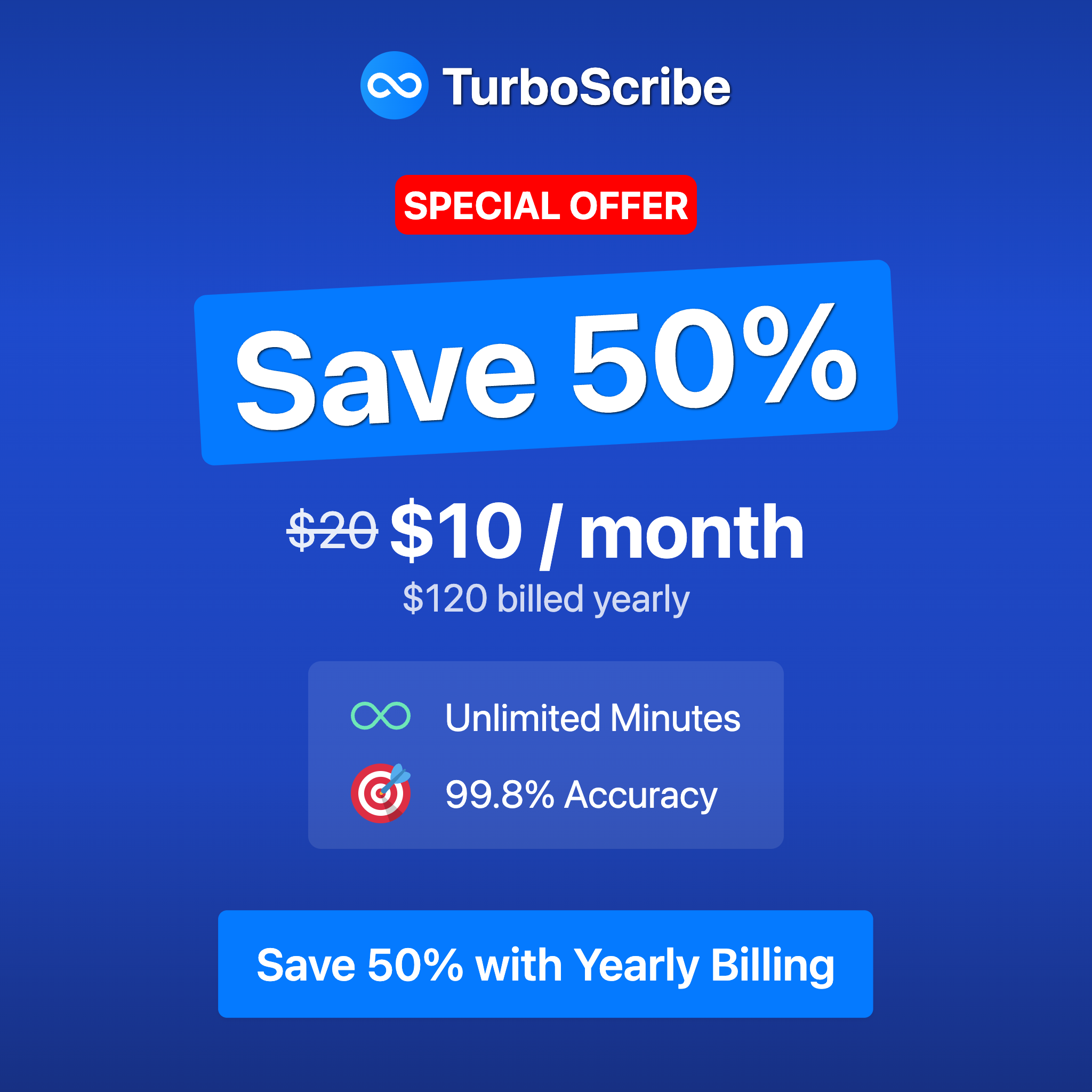 TurboScribe Facebook ad