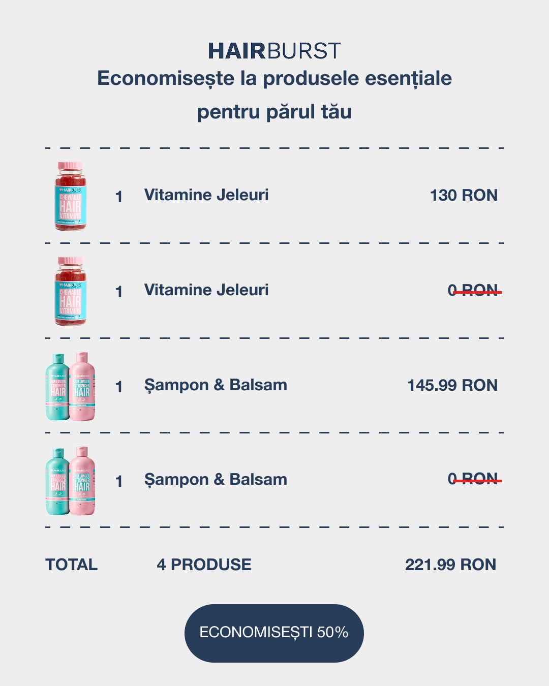 Hairburst Romania Facebook ad