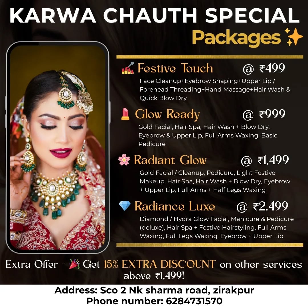 Glamtouch Studio Facebook ad: Exclusive Karwa Chauth Beauty Packages starting at just…