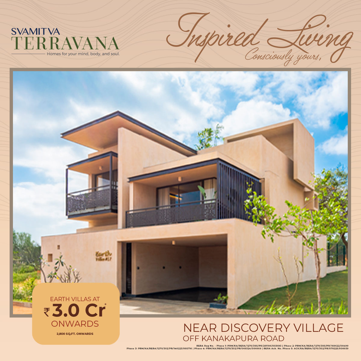 Svamitva Terravana Facebook ad: Large 3 BHK Villas at ₹3Cr* off Kanakapura Road