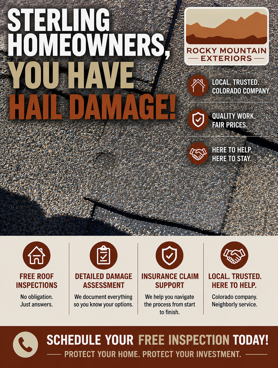 Rocky Mountain Exteriors Facebook ad: The longer hidden hail damage goes unnoticed, the greater…
