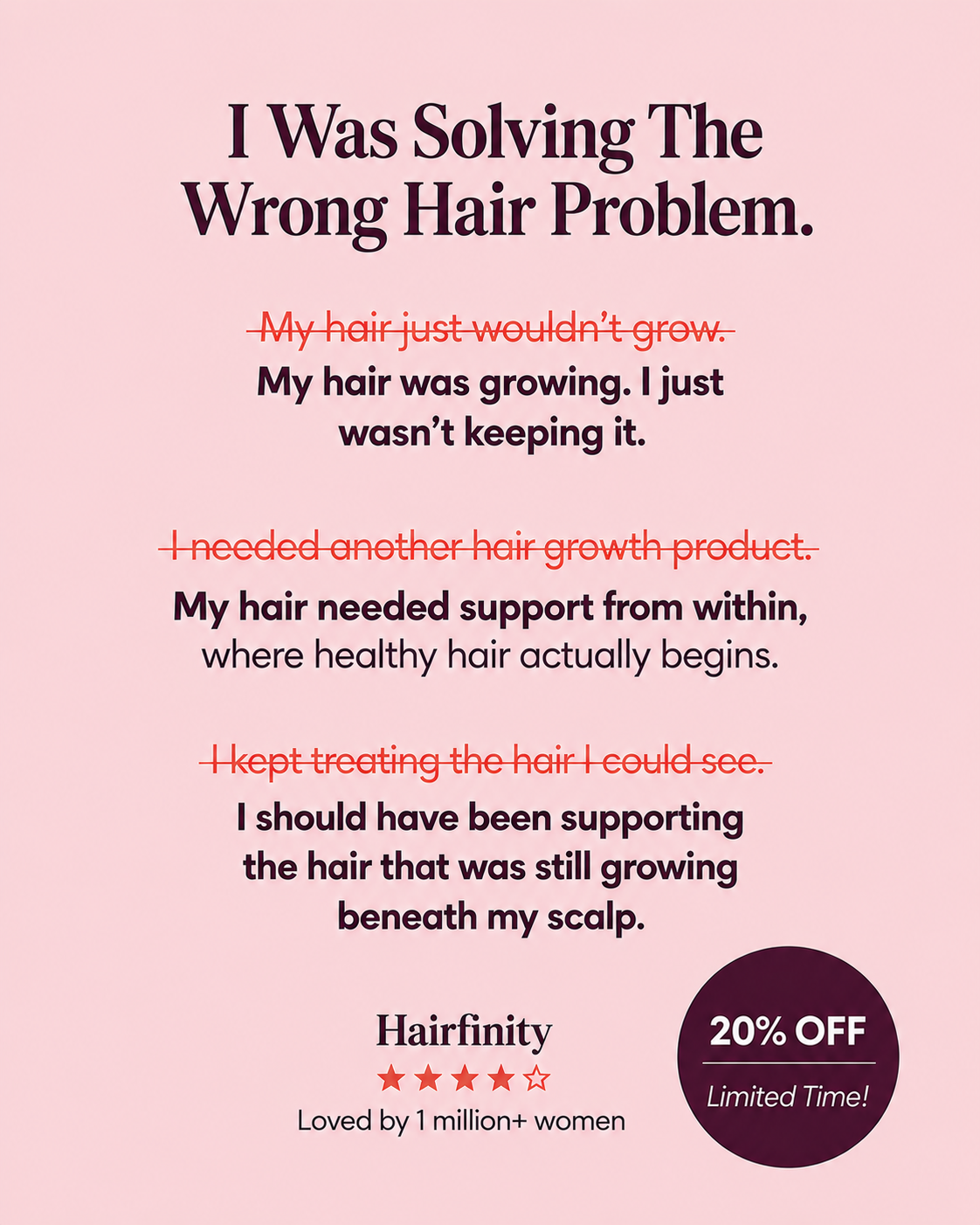 Hairfinity Facebook ad from Aug 7, 2026