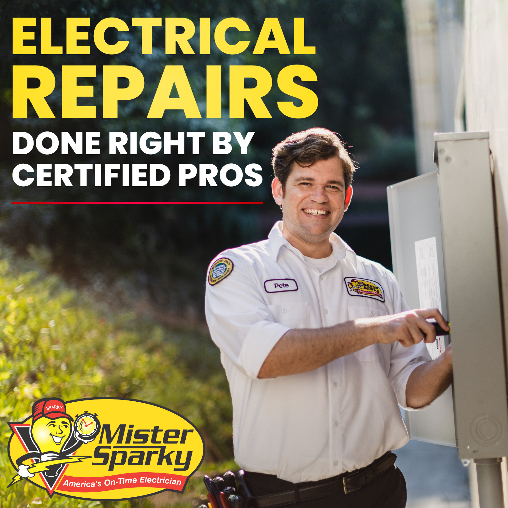 Mister Sparky of Hempstead Facebook ad: Fast, Reliable Electrical Repairs