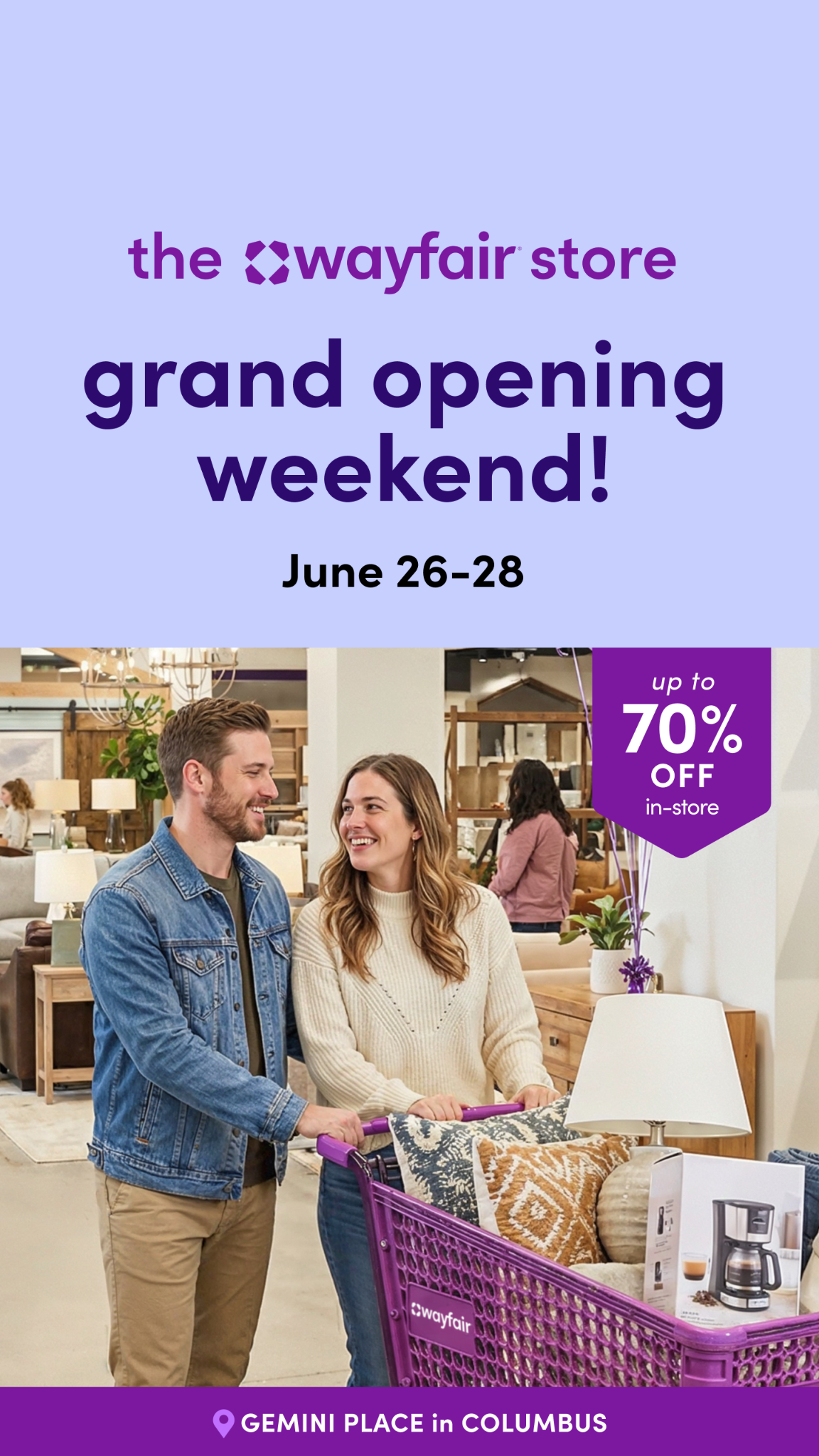 Wayfair Columbus Facebook ad from Jun 7, 2026