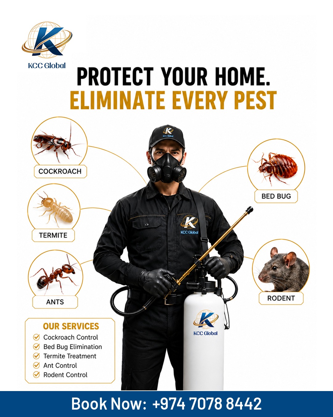 KCC Global Services Facebook ad: At KCC Global, we provide reliable pest control…