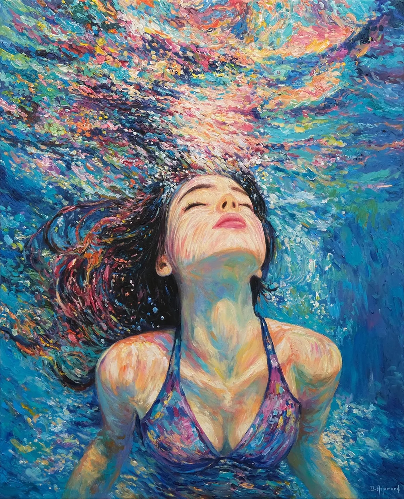 Artfinder Facebook ad: Underwater Daydream (2026) Acrylic painting by Behshad…