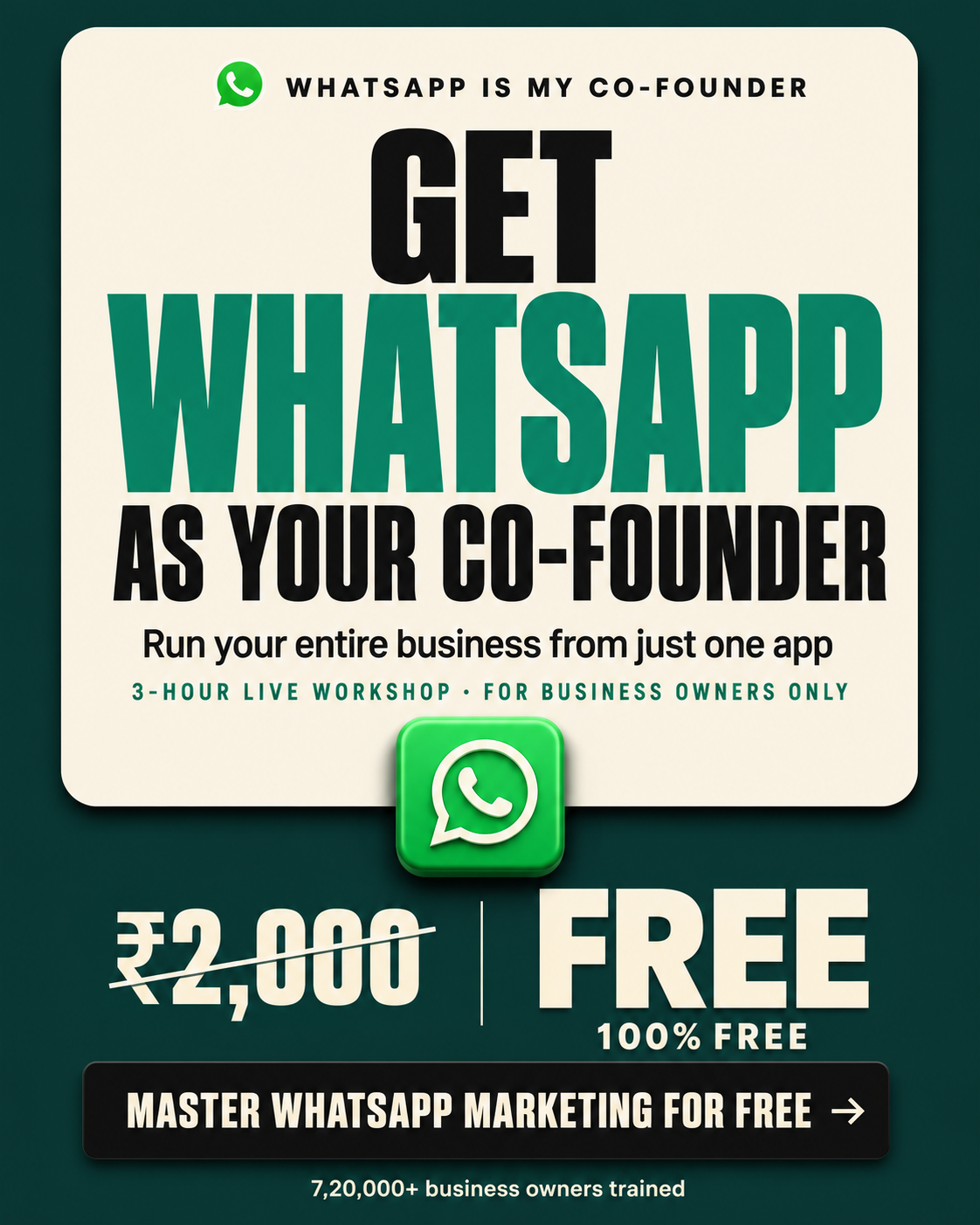 Navin Parmar Facebook ad: Learn WhatsApp Marketing + Claude AI For FREE