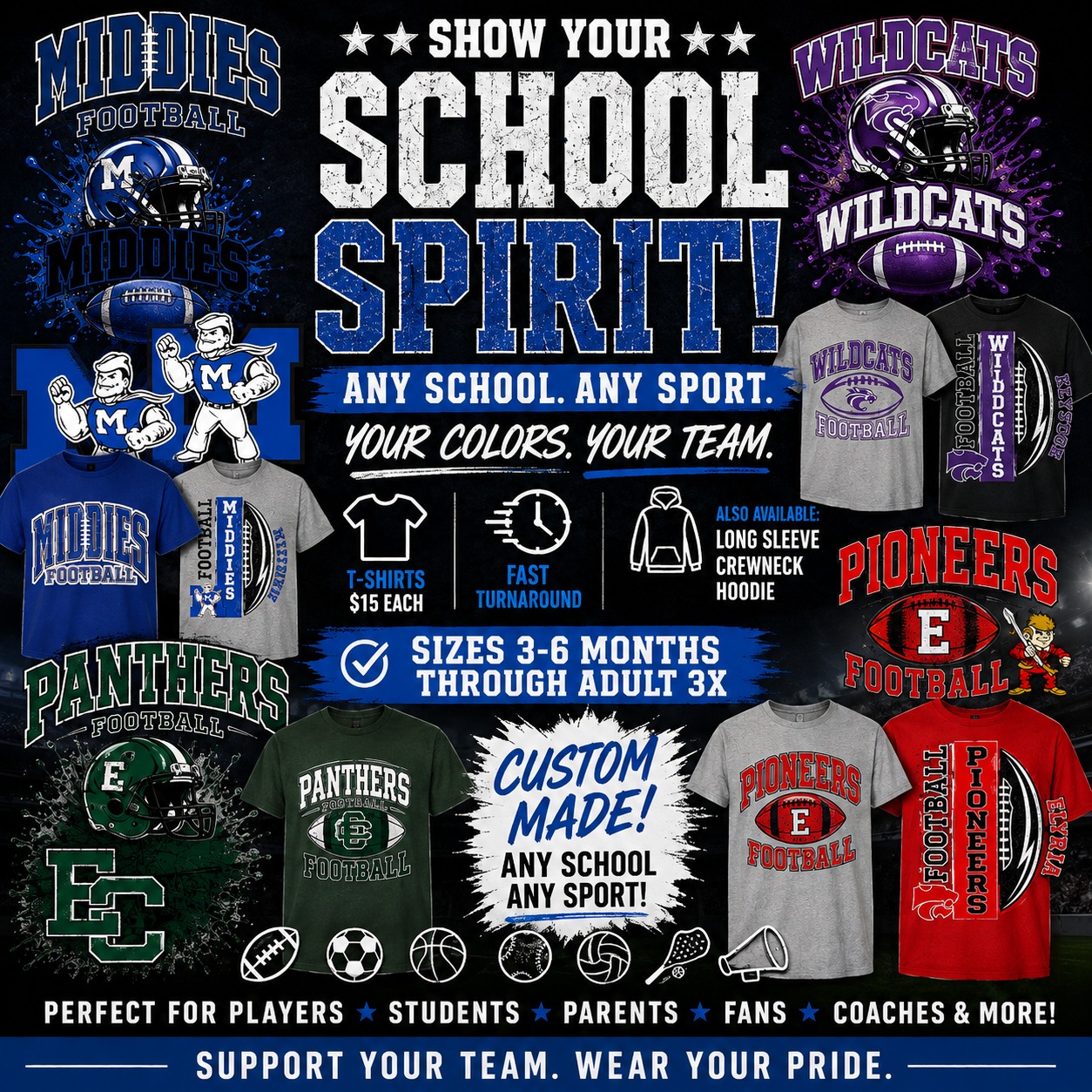 Tera Studebaker Facebook ad: School Spirit Shirts, $15 | ANY School • ANY Sport •…